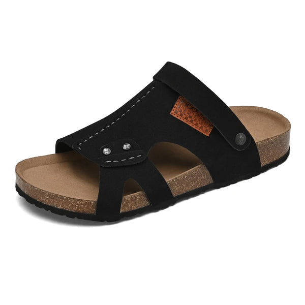 Summer Mens Retro Cork Slippers Sandals Men Suede Leather Sandals Brown Black Comfortable Dropshipping