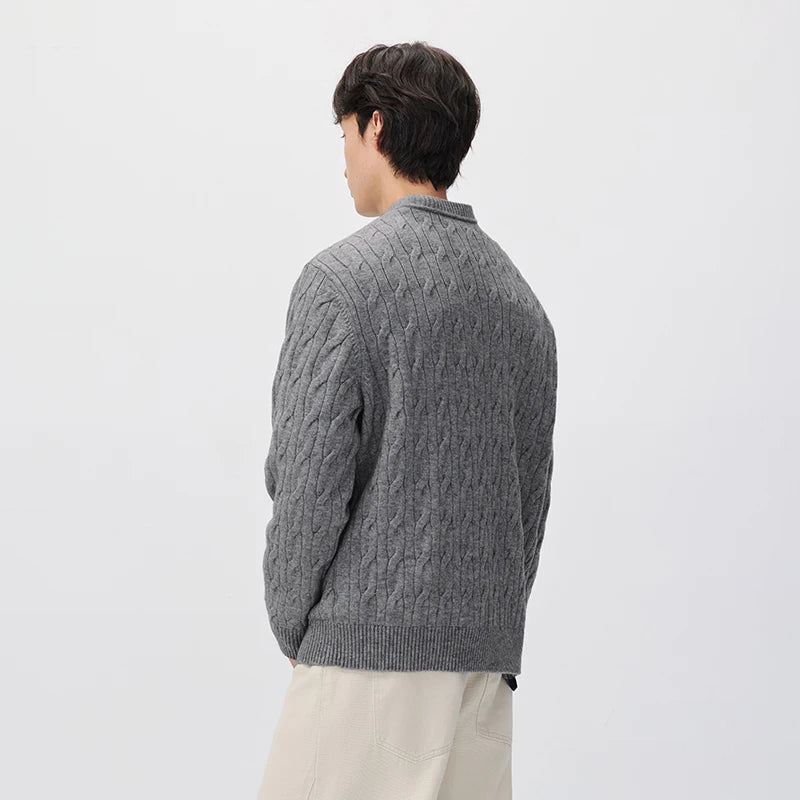 Semir Men Knit Sweater Vintage Style Cable Knit 2026 New Winter Daily Wear Urban Casual Style Cold Weather Layering