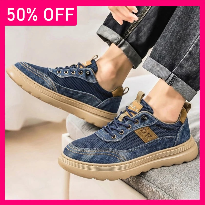 Men Sports Shoes Breathable Wear-resistant Mesh Lightweight Outdoor Walking Shoes Thick Soled Non Slip Casual Shoes for Men