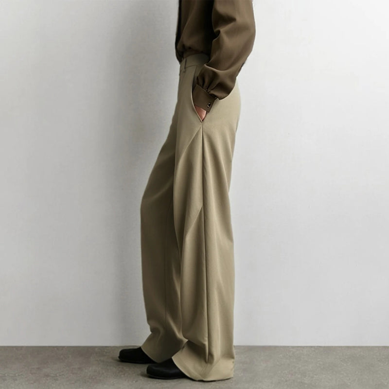 Amii Women Pants 2026 Autumn New Modern Pleated Basic Loose Wide Leg Pants Casual Solid Color Versatile Women Trousers 12643007