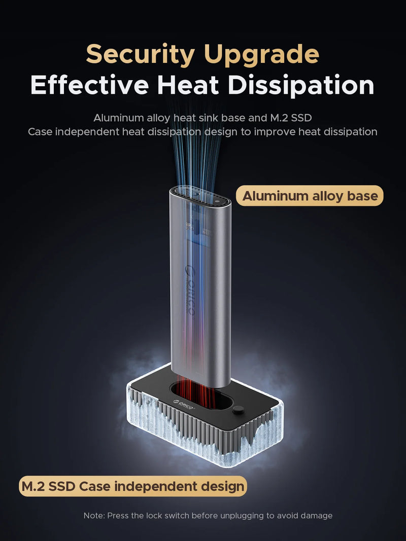 ORICO M.2 NVMe SATA SSD Enclosure Docking Station USB 3.2 Gen 2 10Gbps External Docking Base with lock latch Tool Free