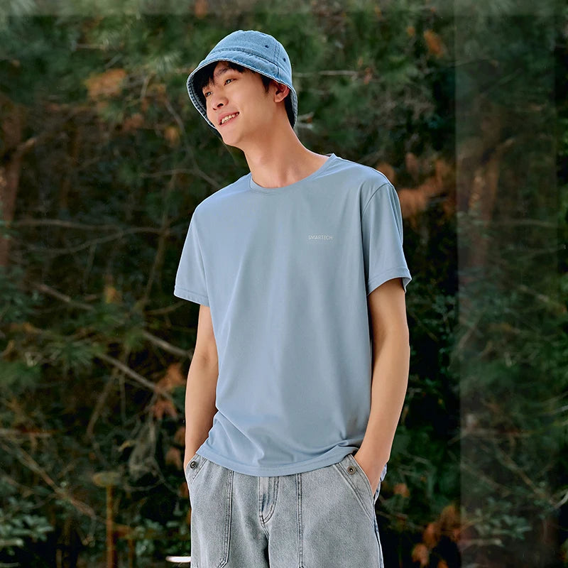 Semir Men Tshirt Moisture Wicking Sport Letter Print Crew Neck Antibacterial Knit 2026 Summer Soft Comfy Sport Top