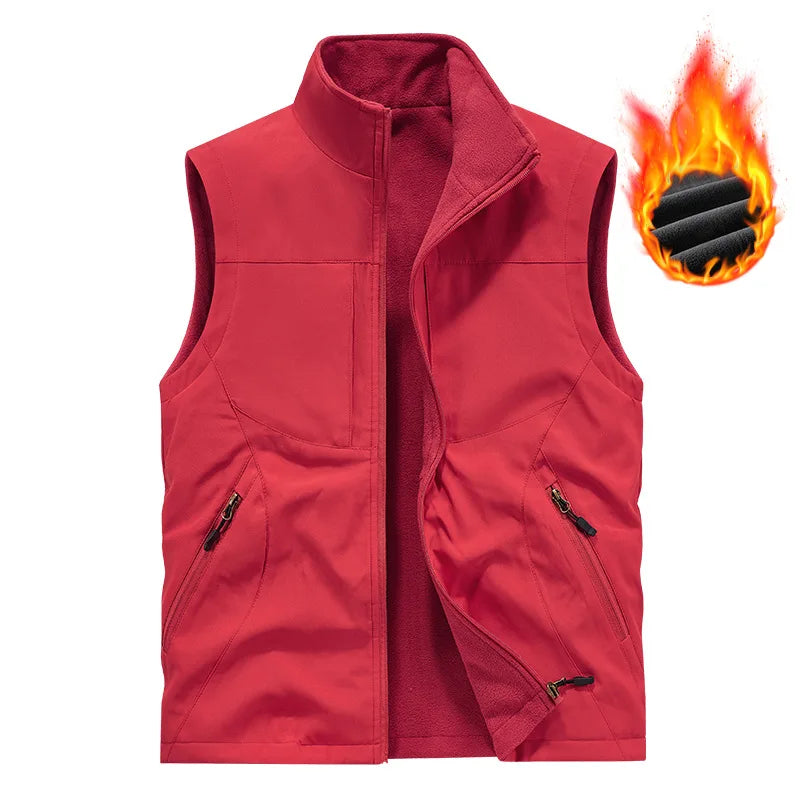 2025 Double-Sided Wear Polar Fleece Vest Outdoor Casual Style Large-Sized Loose Sleeveless Warm Men's Vest Autumn Winter