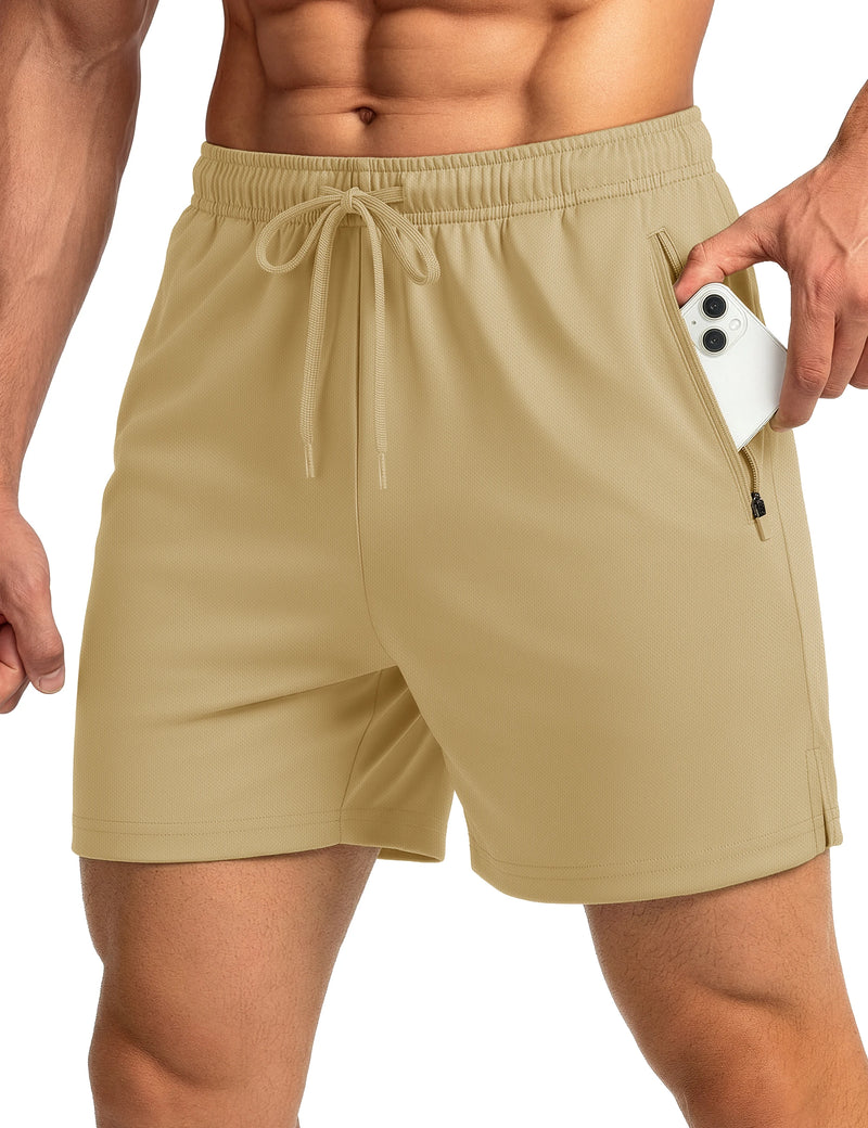TACVASEN Men's Athletic Running Shorts Mesh Quick Dry Lightweight 5 inches Drawstring Gym Workout Shorts with Zipper Pockets
