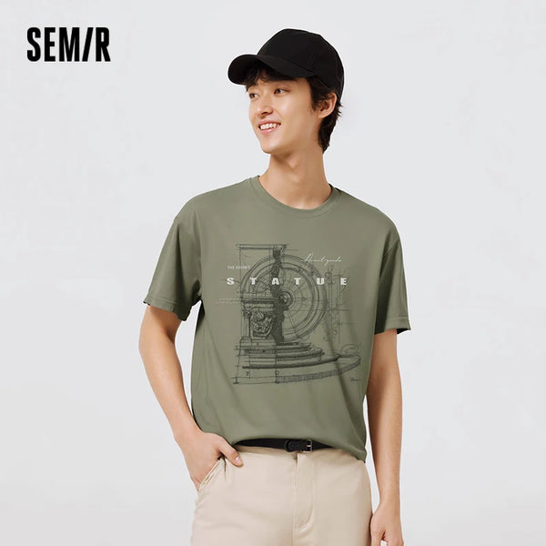 អាវយឺតបុរស Semir ឆ្នាំ ២០២៦ បែបអាមេរិកាំងបែប Retro បោះពុម្ពដោយប៉ាក់ កអាវរលុងបន្តិច ម៉ូដធម្មតា ទន់