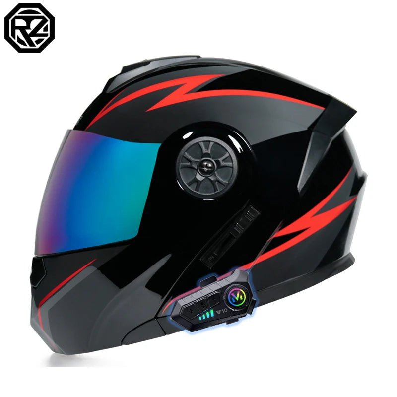 Motorcycle Bluetooth Full Face Helmet Men Women Safety Downhill Motocross Racing Modular Flip Up Helmet Casco Moto DOT Approved