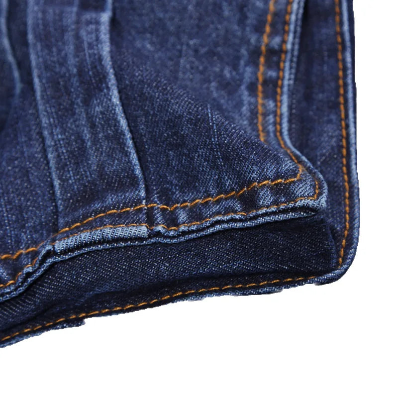 Men's Workwear-Style Blue Jeans, High-Quality Loose-Fit Denim Pants, Asian Sizes 30–42.