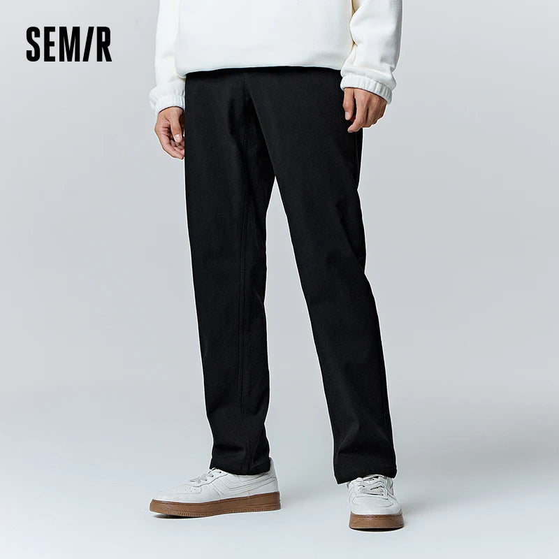 Semir Thick Pants SlimFit Casual Soft Men Winter 2025 Commuting Solid Color