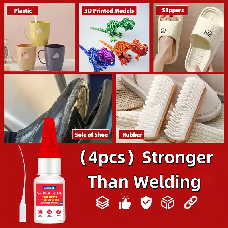 កាវបិទរហ័ស 4 ដប - កាវជួសជុលពហុបំណង 10 វិនាទីសម្រាប់ប្លាស្ទិក/លោហៈ/ឈើ/សេរ៉ាមិច/កញ្ចក់ (20g)