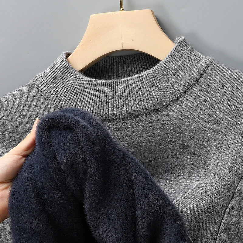 2026 Men's Solid Color Half Turtleneck Knitwear Sweater Mock Neck Pullover Casual Autumn Winter Sweatshirt Brand Mens Clothing
