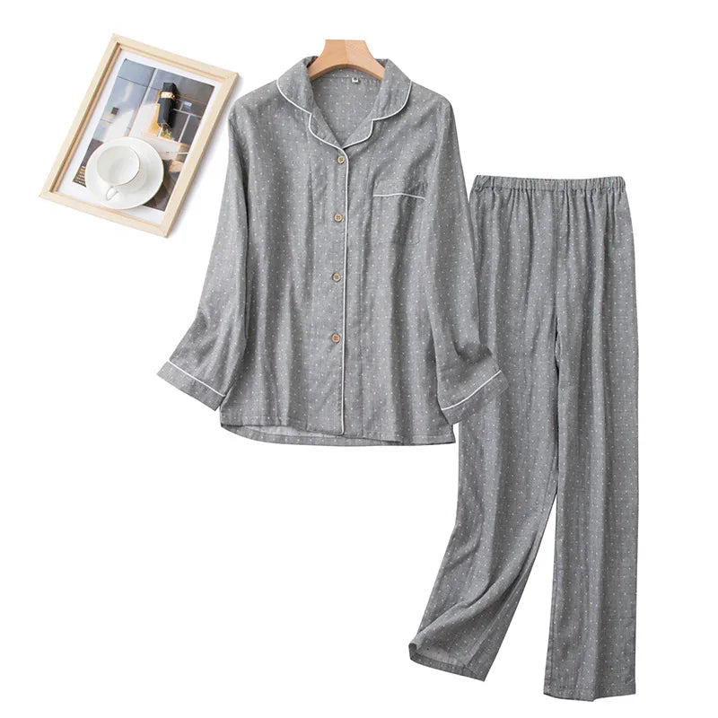 Pajamas Women Autumn Winter 100% Cotton Pyjamas Female Lounge Wear Suit Home Clothing Sleeping Long Sleeve Men's Pijamas Set