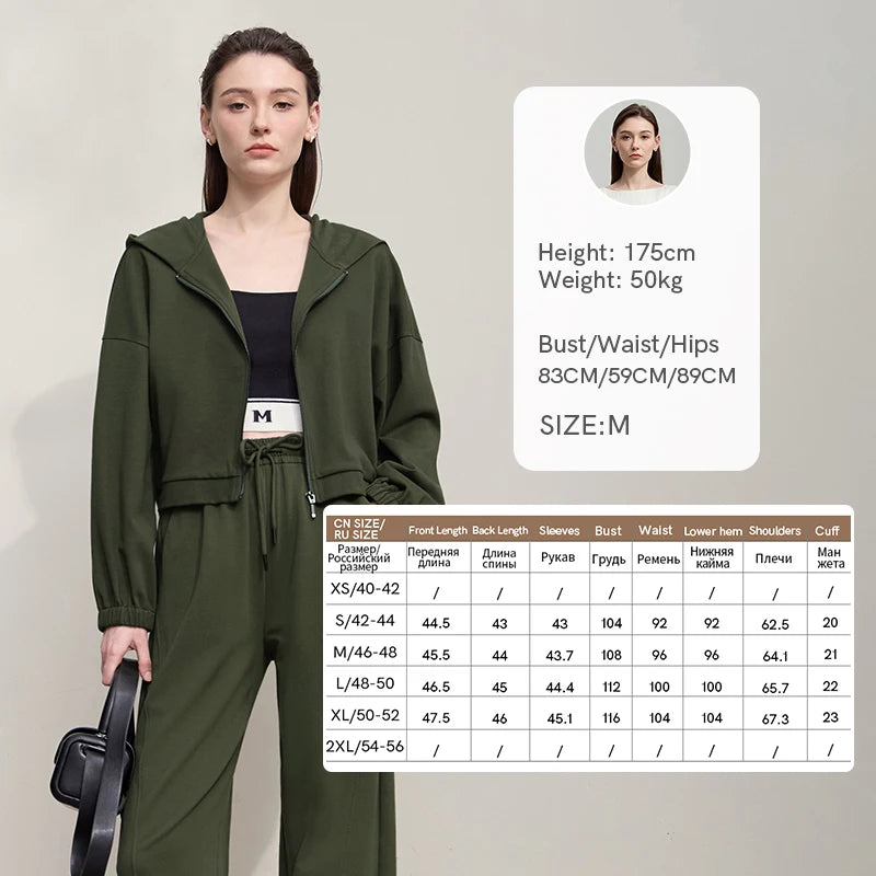 អាវកីឡា AMII Minimalist សម្រាប់នារី 2025 រដូវស្លឹកឈើជ្រុះថ្មី ពណ៌បៃតង មានក្រណាត់ អាវដៃវែង មានខ្សែរ៉ូត អាវក្រៅធម្មតា 12543147