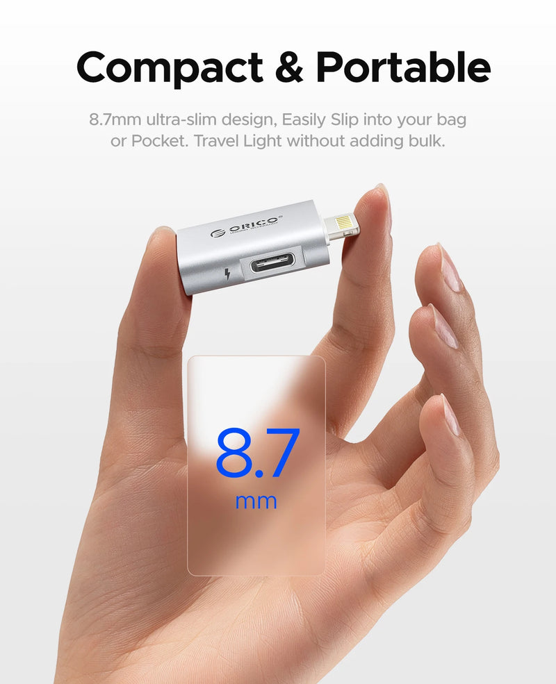 ORICO USB C OTG Adapter 27W Charging Data Transfer Audio Compatible with iPhone 14, 13, 12, 11 Xs iPad iPod AirPods Tablet