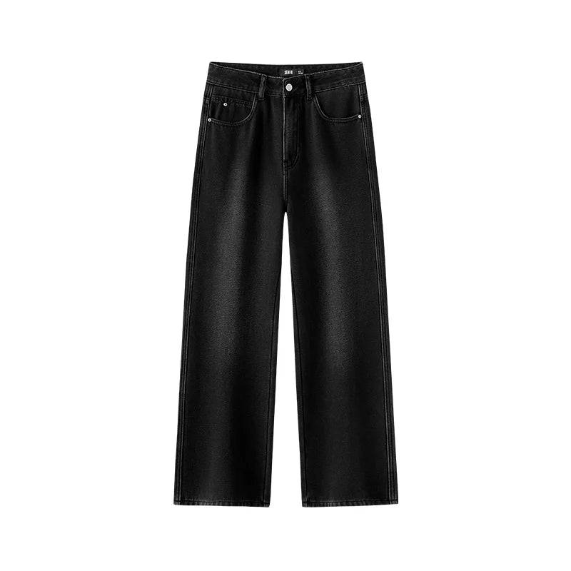 Semir Women Denim Jeans Fleece Lined Vintage Wash Street Style Wide Leg 2026 New Winter Daily Wear Urban Casual Style