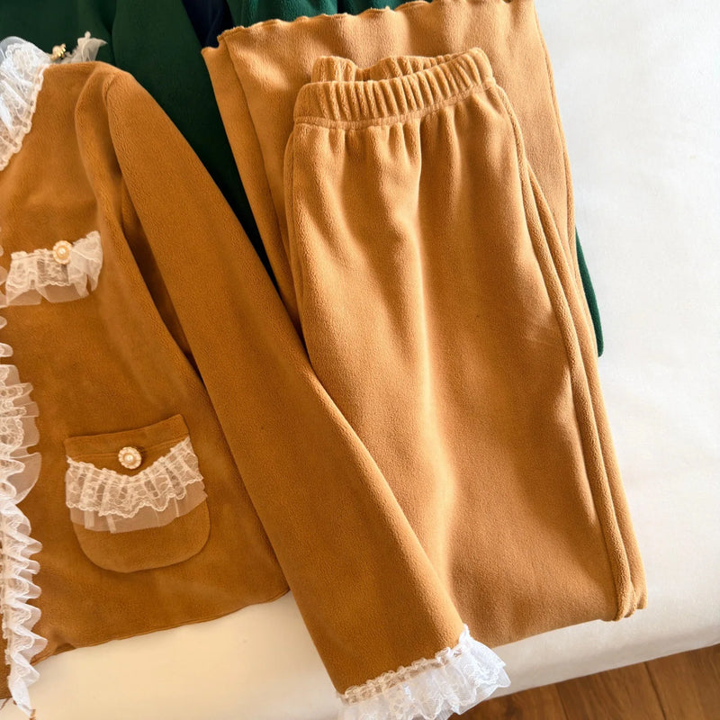 autumn and winter pajamas women's velvet autumn warm homewear