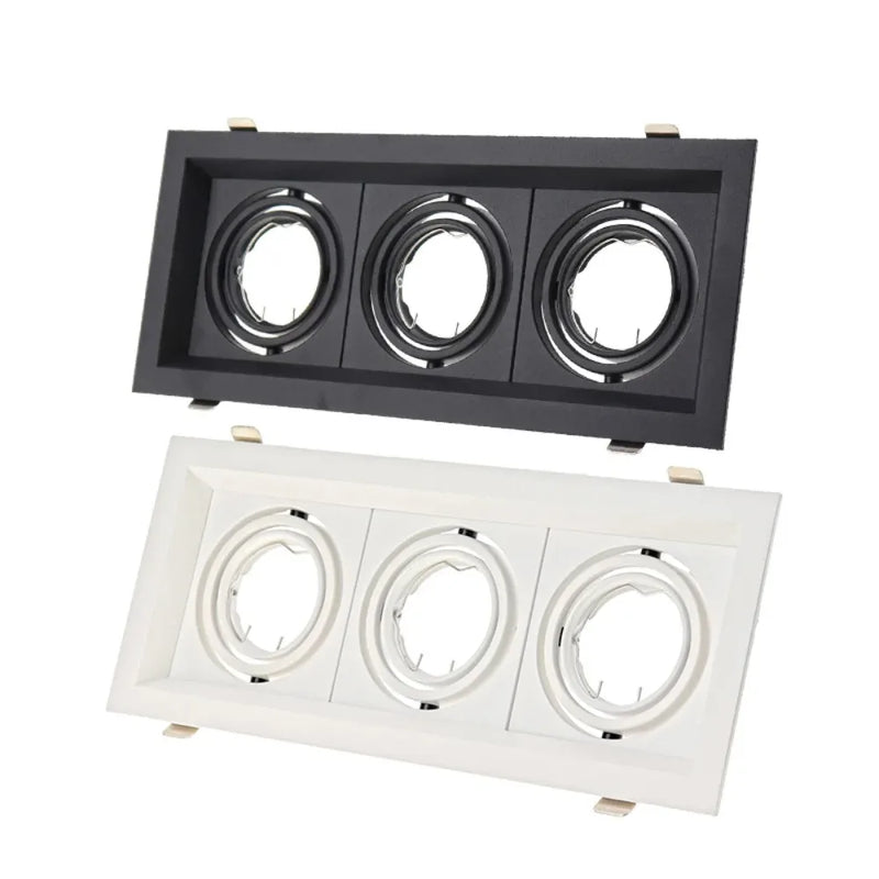 Square Recessed Downlight LED Ceiling Lamps Holder Adjustable GU10 MR16 Socket Spotlight Lamps Frame Bracket Fitting Home Decor