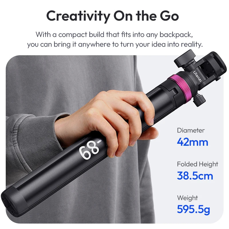 ជើងទ្រភ្លើង Ulanzi MT-89 2M អាចពង្រីកបានជាមួយបន្ទះបញ្ចេញរហ័សទំហំ 1/4 អ៊ីញ សម្រាប់កាមេរ៉ា DSLR ទូរស័ព្ទ វីដេអូ មីក្រូហ្វូន
