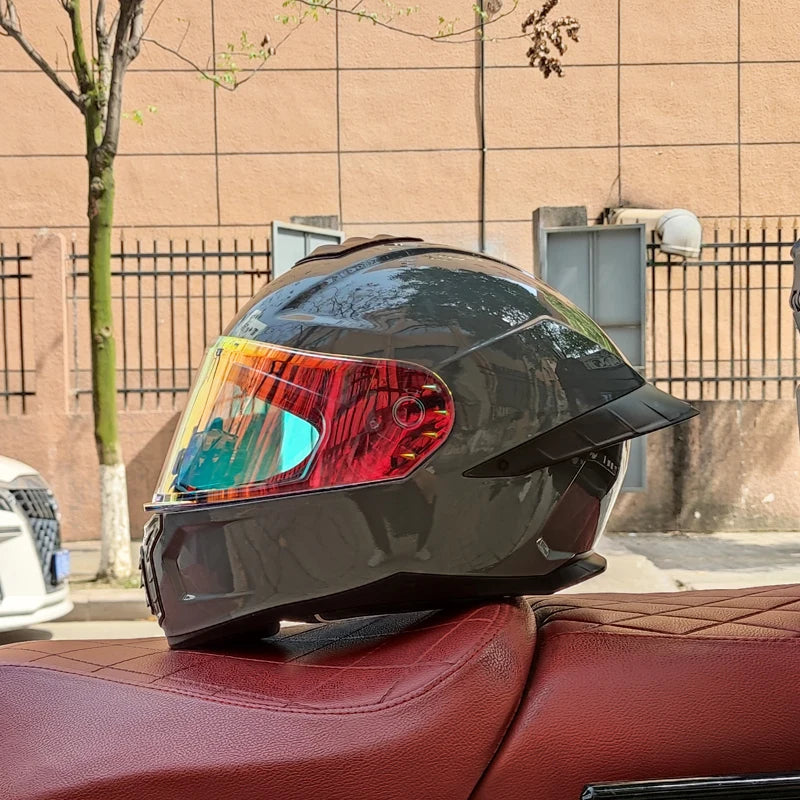 Virtue Motorcycle Helmet Men and Women Summer DOT Anti-fog ECE Helmet Full Cover Four Seasons Universal Winter Warm Personality