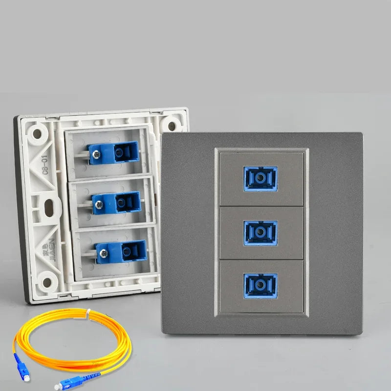 Depoguye Wall-mounted one port fiber optic information socket panel, SC fiber optic wall connector panel with fiber optic cable