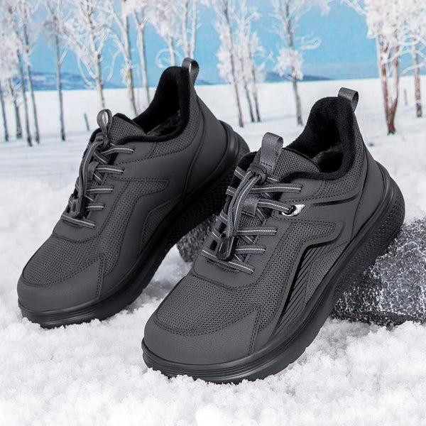Men Women Winter Fleece Lined Walking Shoes Quick Lace Slip On Elderly Sneakers Non-Slip Thick Sole Warm Snow shoes for Senior