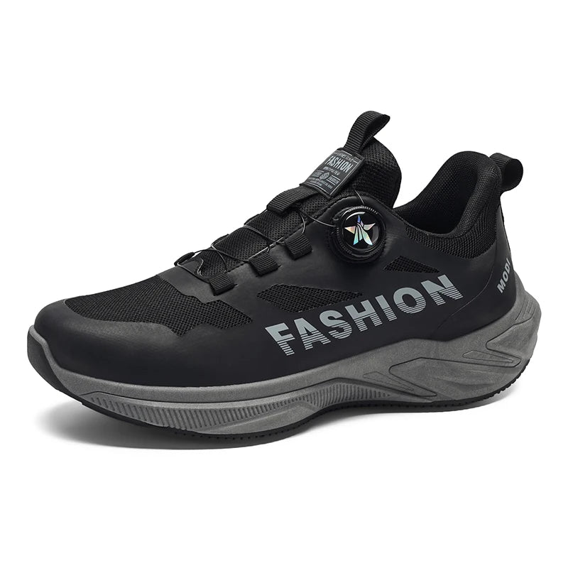 Men's rotating buckle casual sneakers four seasons new breathable lightweight outdoor running shoes students speed sport shoes