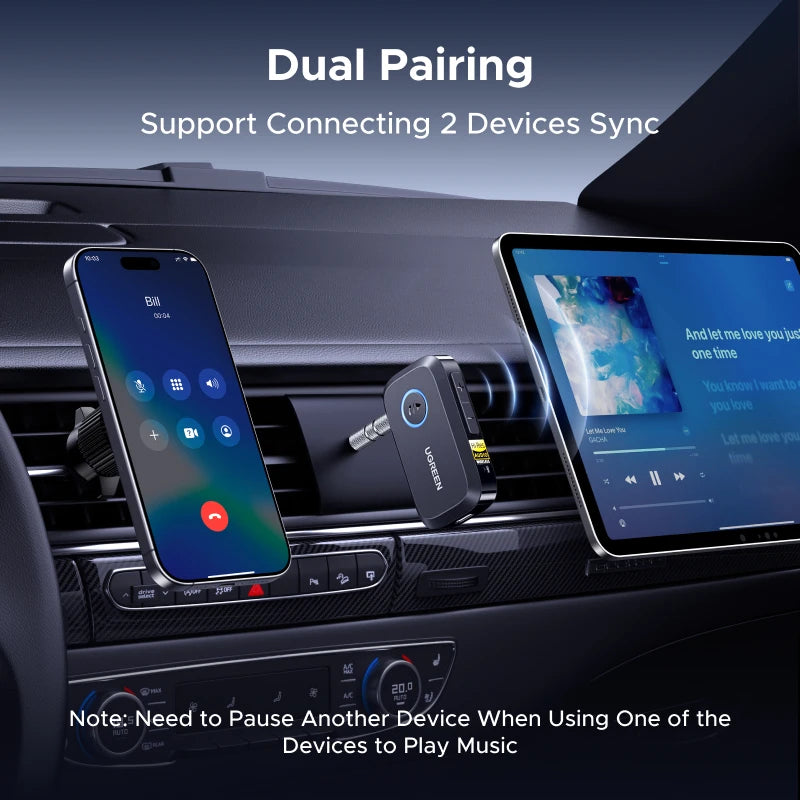 UGREEN Bluetooth 6.0 5.4 Wireless 3.5mm AUX Jacks for Car Speakers Audio Music