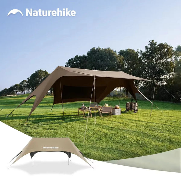 Naturehike Sky Camping Canopy Outdoor 12-18 Person Family Shade Canopy Sun Shelter Large Canopy Coated with Black Sunblock Shade