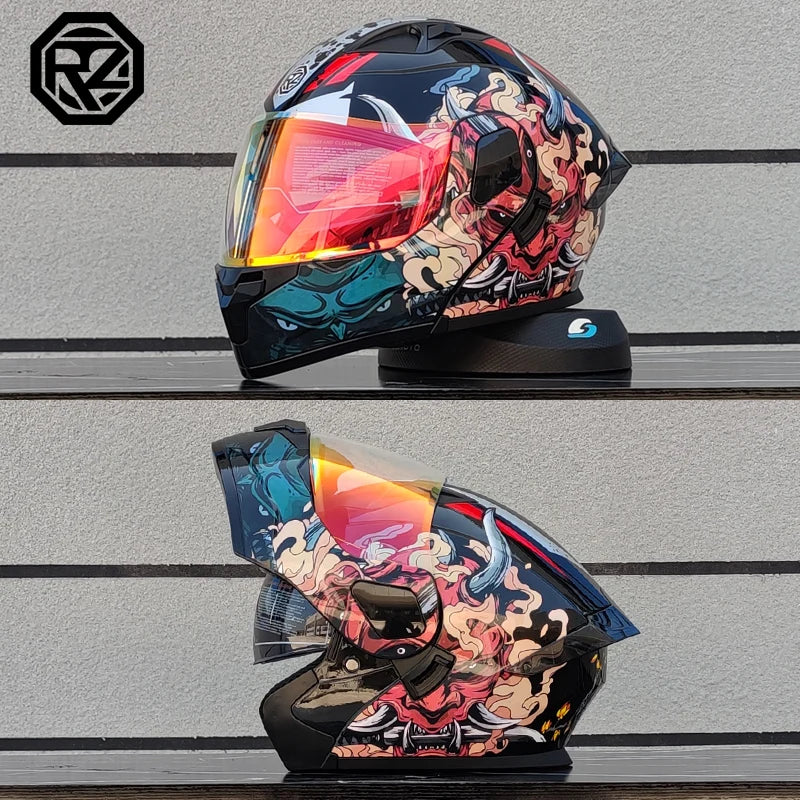2023 New Arrival Men Motorcycle Professional Racing Flip Up Helmet ABS Material Modular Dual Lens Helmets DOT Certification