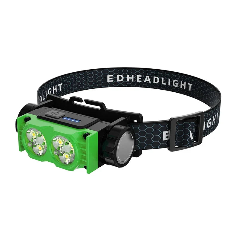 ចង្កៀងមុខ LED អាចសាកបាន ពិលការពារទឹកសម្រាប់បោះតង់ក្រៅផ្ទះ ចង្កៀងមុខនេសាទ