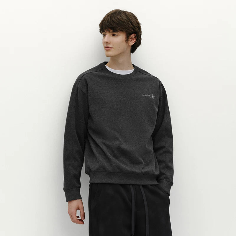 Semir Men Fleece Sweatshirt Traditional Style Embroidery Versatile Crew Neck 2026 New Winter Daily Wear Urban Casual Style