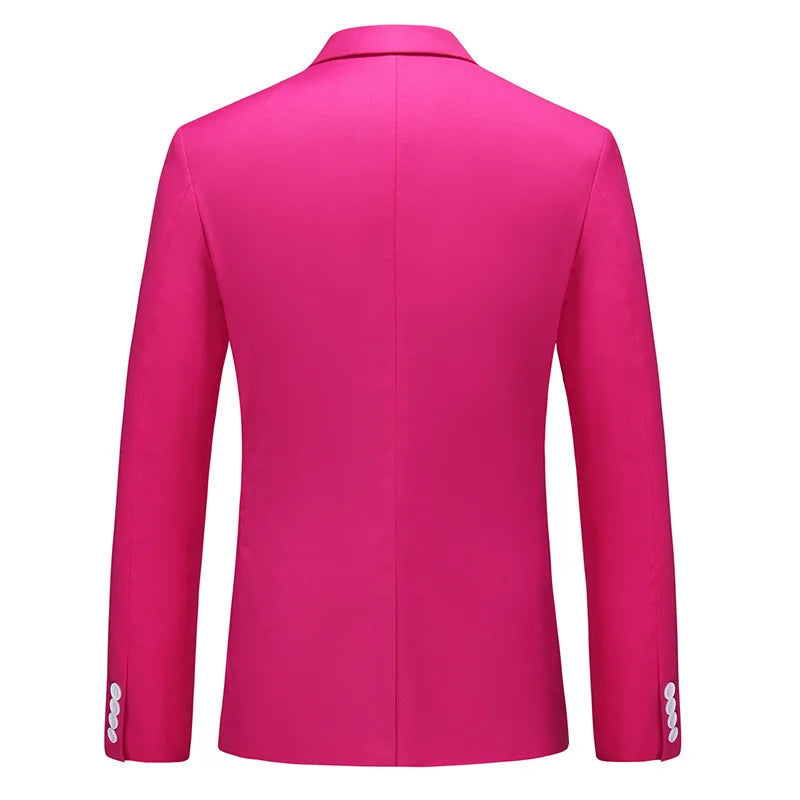 Men's Rose Red Suit Jacket, Wedding/Office Slim-fit Formal Coat, Asian Size M-6XL,Available in Blue, Gray, Black, Purple, Green