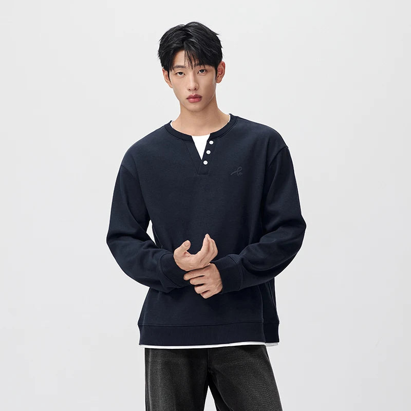 Semir Men Fleece Sweatshirt Layered Look Graphic Print 2026 New Winter Daily Wear Urban Casual Style Cold Weather Layering