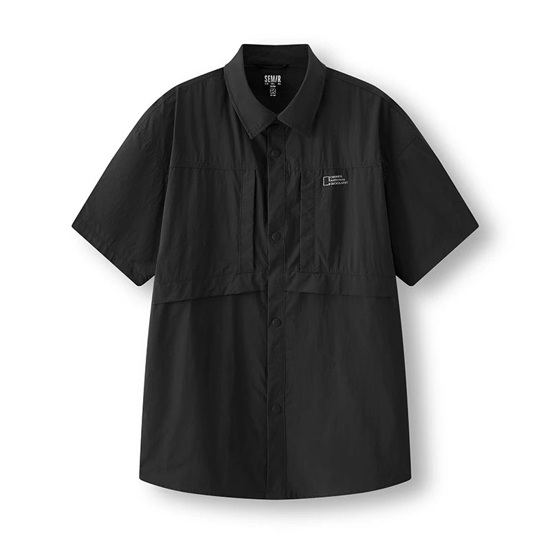 Semir Men Shirt UV Protection Cool Feeling Loose Lapel Short Sleeve Outdoor Casual Top 2026 Soft Comfortable Fashion Daily Wear