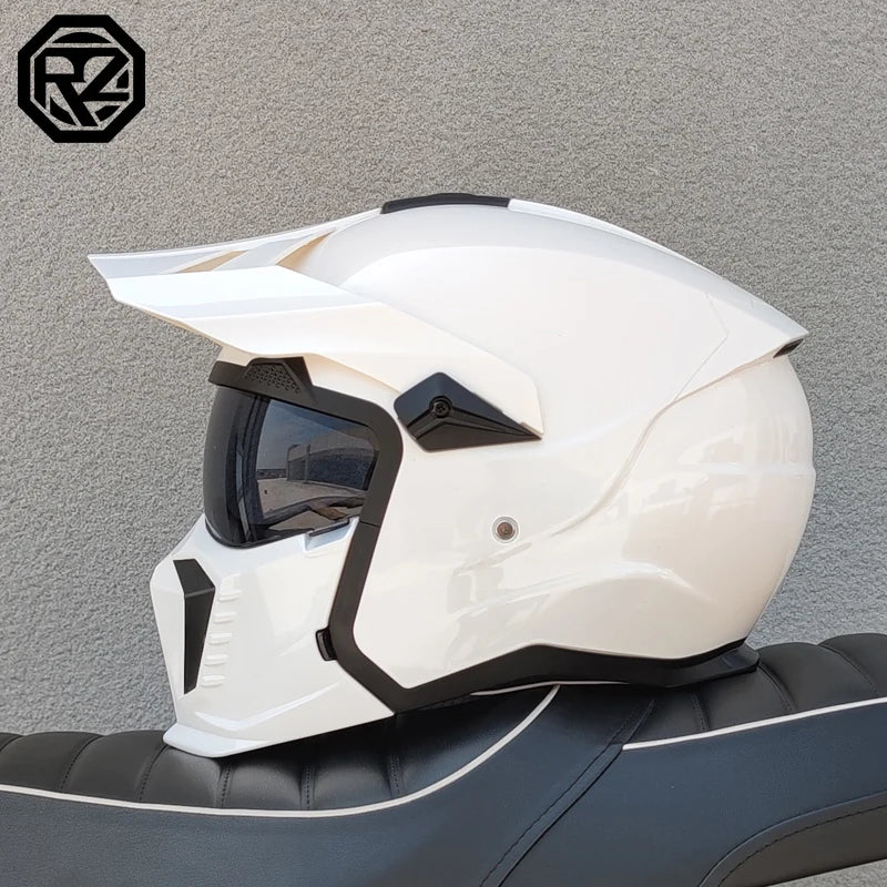 DOT approves high-quality retro motorcycle helmet modular multifunctional combination helmet Black Warrior off-road full helmet
