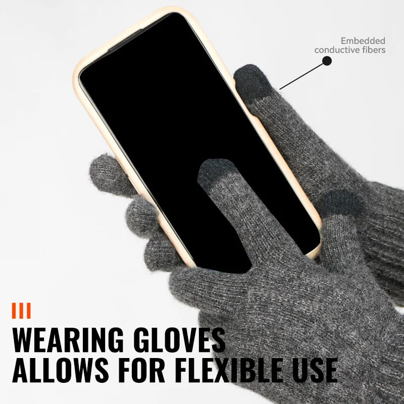 WRELS Winter Warm Gloves Thickened Cold-Proof Knitted Cycling Glove Soft Fleece Lined Cold Weather Thermal Glove for Women Men