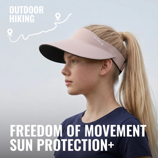WRELS Sun Visor Wide Brim UPF 50+ Foldable Summer Hat UV Seamless Beach Cap Golf Tennis Running 69g Ponytail Hat Empty Top Visor