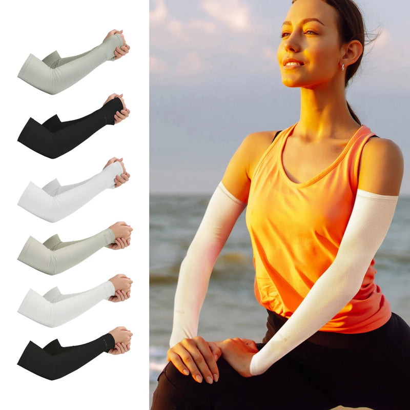 WRELS Ice Silk Sports Arm Sleeves Cycling Sun UV Protection Outdoor  Sports MTB Road Bike Sleeves Volleyball Running Unisex