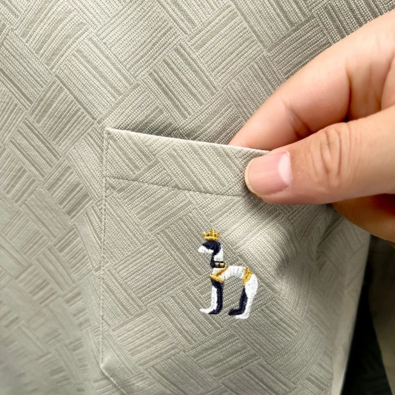 Classic Trendy Man New Short-Sleeved T-Shirt Round Neck Actual Pocket Puppy Embroidery Korean-Style Fashion Casual Men'sClothing