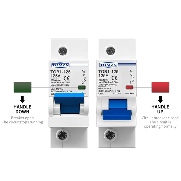 1P 2P 3P 4P 400V AC High-Current MCB Circuit Breaker Switch – 80A/100A/125A 35mm DIN Rail Short-Circuit Overload Protection 10kA