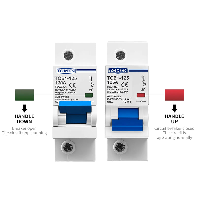 1P 2P 3P 4P 400V AC High-Current MCB Circuit Breaker Switch – 80A/100A/125A 35mm DIN Rail Short-Circuit Overload Protection 10kA
