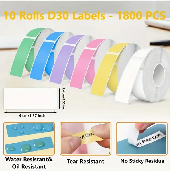 5rolls Label Tape, Compatible with Phomemo Portable Thermal Printer, 14 X 40mm, Suitable for Office,School,and Home Use, Colored