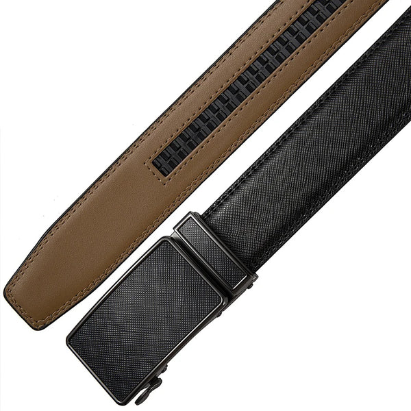VATLTY 35mm Fashion Leather Belt for Men High Quality Metal Zinc Alloy Automatic Buckle Work Belt Natural Cowhide Trouser Girdle
