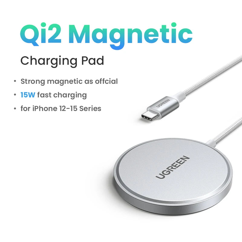 UGREEN 15W Magnetic Wireless Charger For iPhone 16 17 Pro Max Magnet Induction Charger Qi2 for Magsafe Wireless Charging Pad