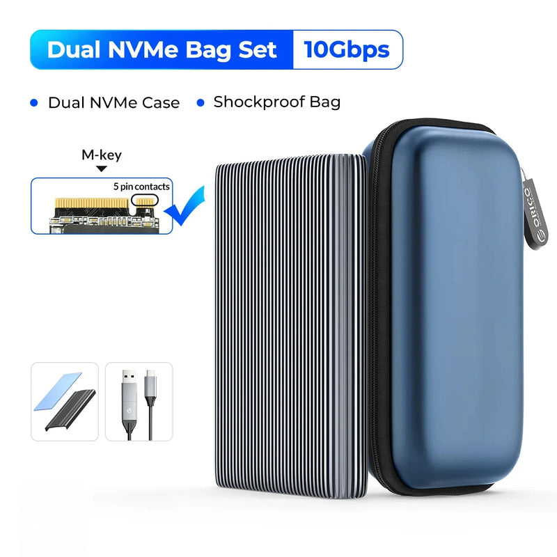 ORICO Tool Free Aluminum M2 NVMe SSD Enclosure 10Gbps PCIe Type C M.2 SSD Case NVMe M Key Solid State Drive Case Support UASP