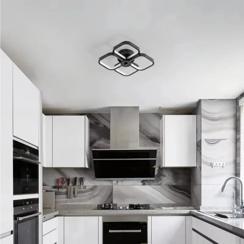 LED Ceiling Light Modern Square, Nordic 4 Panel Ceiling Lamp 6500K Cool White, for Living Room Bedroom Indoor Lighting