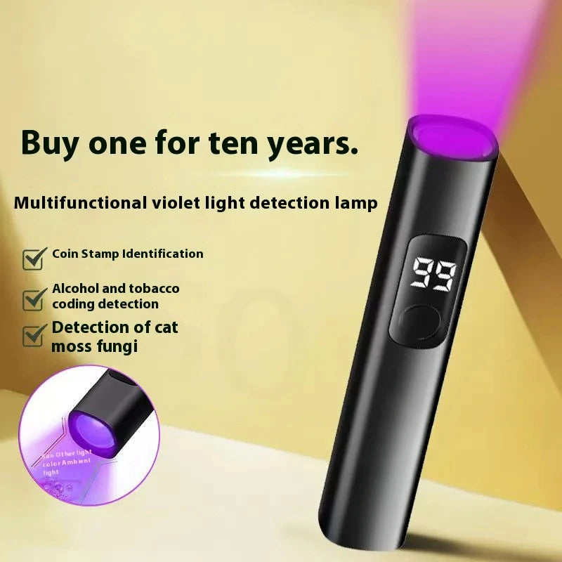 ចង្កៀងពន្លឺពណ៌ស្វាយ 365NM ការរកឃើញភ្នាក់ងារហ្វ្លុយអូរ៉េសង់ UV សាកថ្ម USB ពិលចង្កៀងផ្ទៀងផ្ទាត់រូបិយប័ណ្ណ