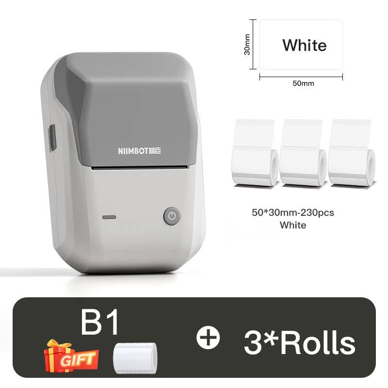 Niimbot B1 Thermal Label Printer Bluetooth Portable Pocket Label Maker Barcode QR Code Self-adhesive Sticker Labeling Machine