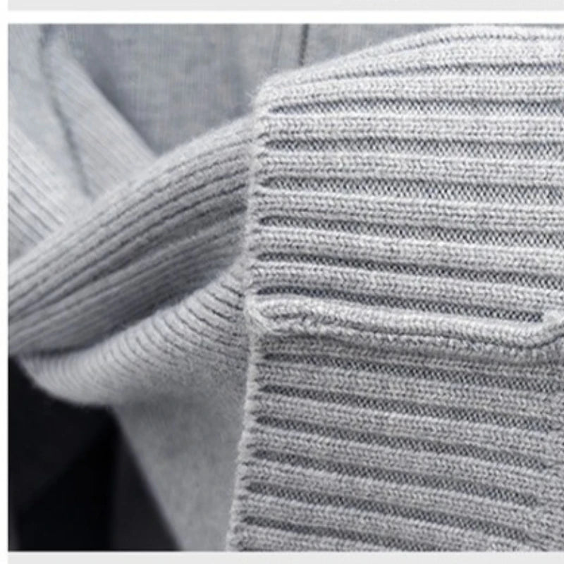 Men's 850g Thickened Semi-Zip Knit Sweater - Light Gray (Green/Charcoal/Black) S-XL Thick Knit Half High-neck Pullover