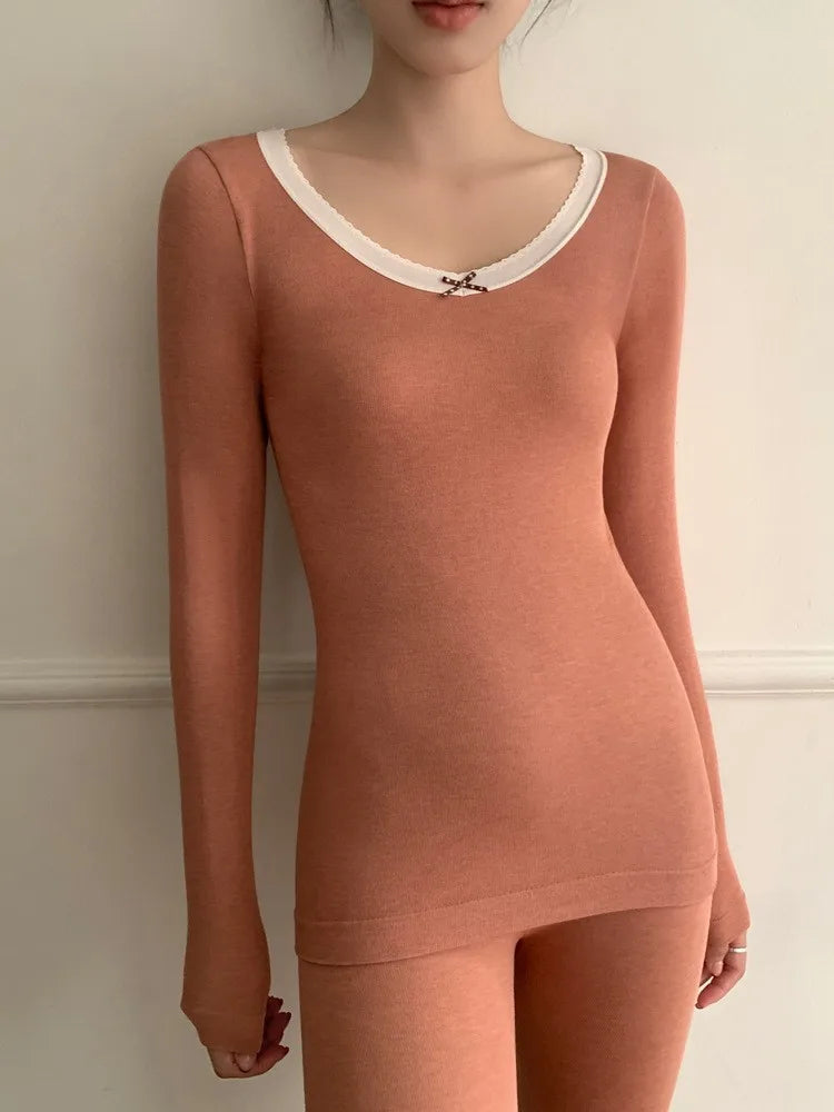 New Soft Pajamas Set Modal Comfort Women's Home Clothes Spring Autumn 2 Piece Set Base Layer Suit Lounge Night Pijamas Mujer