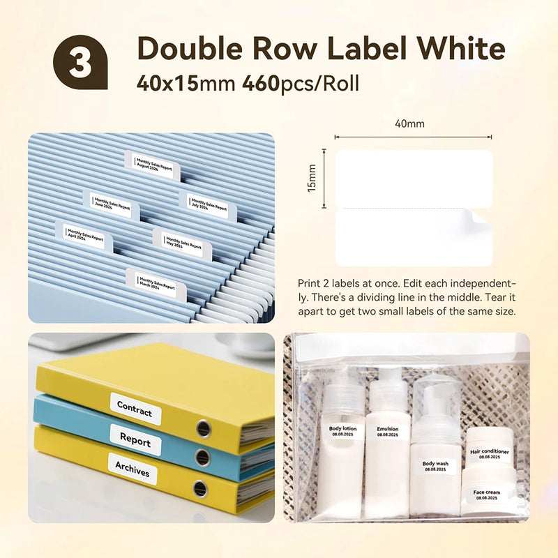 1 Roll NIIMBOT White/Cold Thermal Adhesive Label for B1 B21 B3S B31 B4 Anti-Oil Tear-Resistant Price Tag Home Bussiness Use